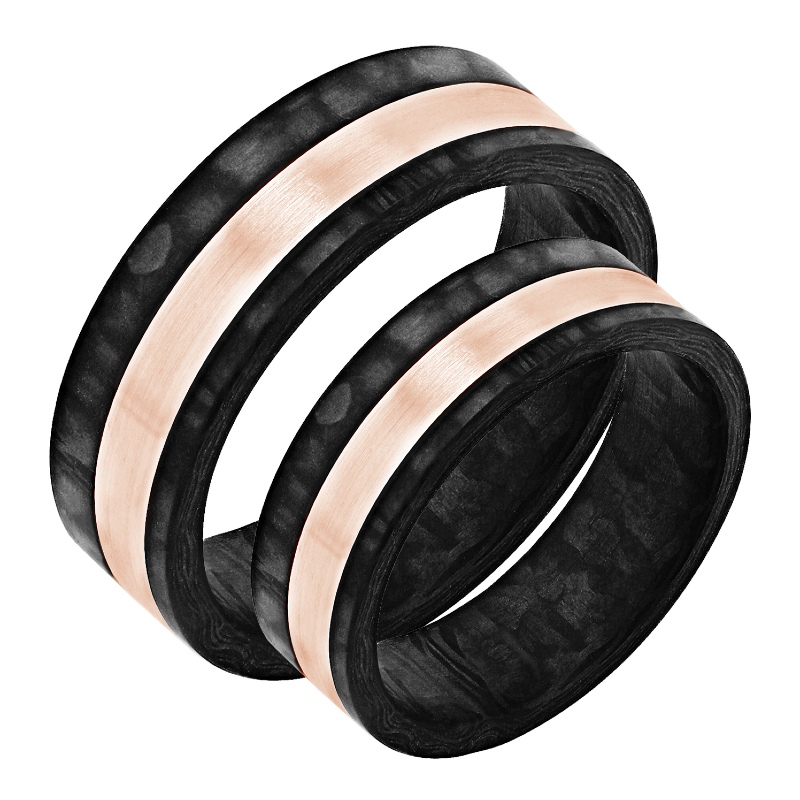 Snubní prsteny z karbonu a růžového zlata