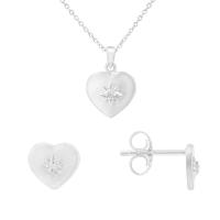 Stříbrná kolekce šperků ve tvaru srdce s diamanty Laetitia