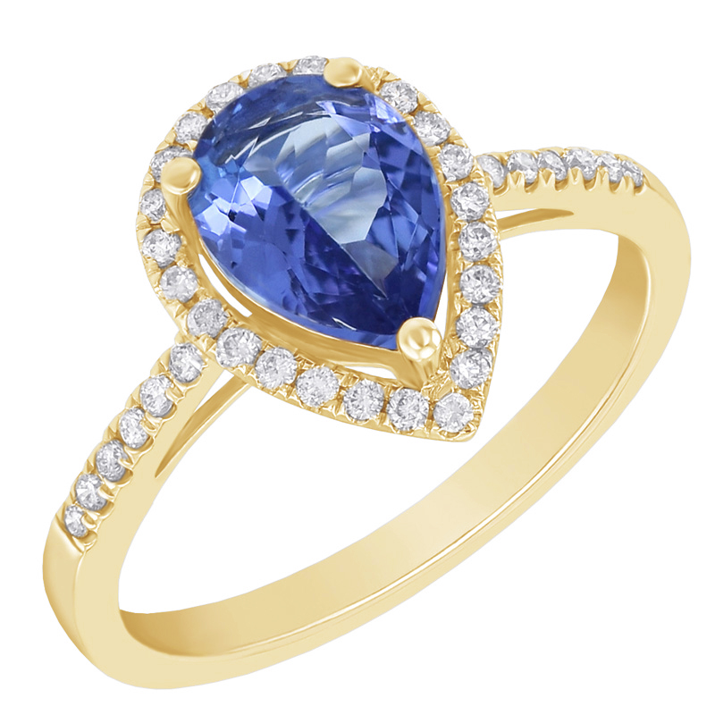Zlatý prsten s tanzanitem a diamanty 8408