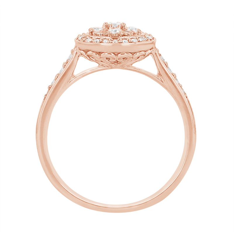 Prsten osázený třpytivými diamanty z růžového zlata 84298