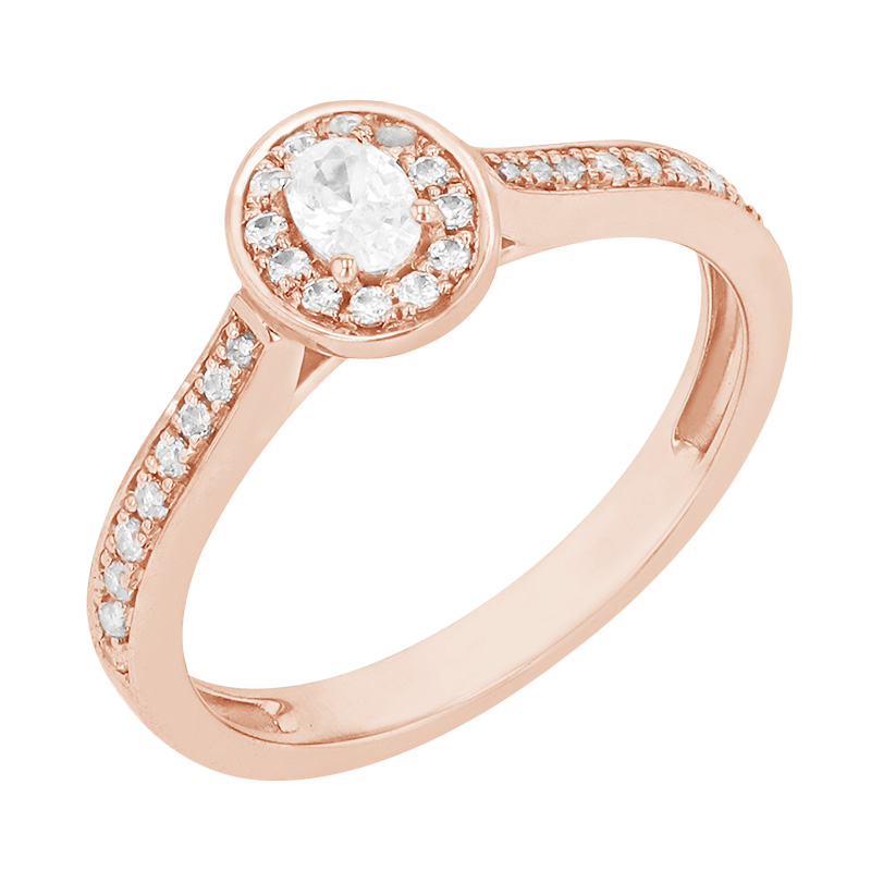 Půvabný halo prsten s blyštivými diamanty