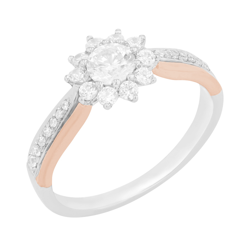 Zásnubní prsten s diamanty ve tvaru květiny