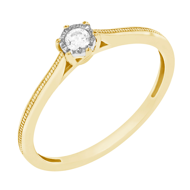 Dokonalý prsten s diamantem ze žlutého zlata