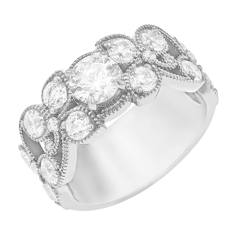 Luxusní prsten se syntetickými diamanty z bílého zlata 89178