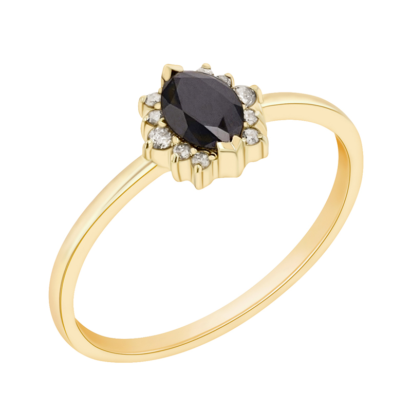 Zásnubní prsten s černým marquise diamantem 