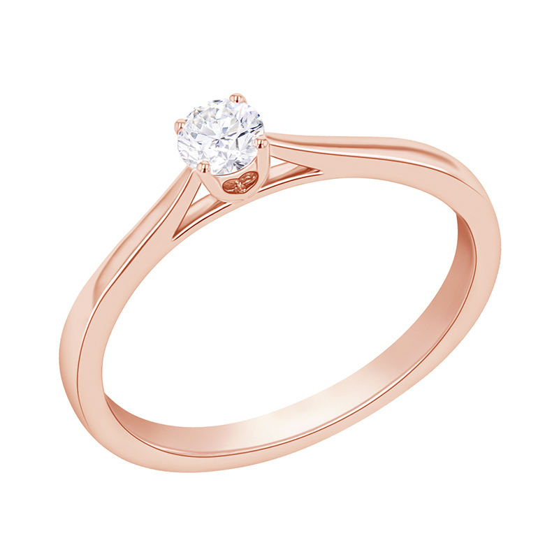 Prsten se syntetickým diamantem s výběrem karátové váhy z růžového zlata