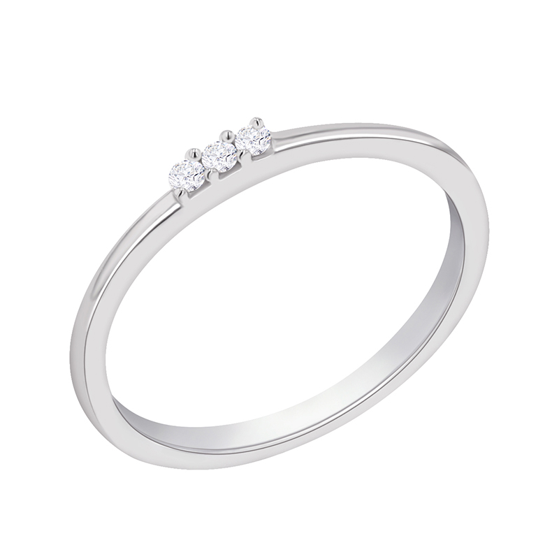 Stříbrný diamantový prsten