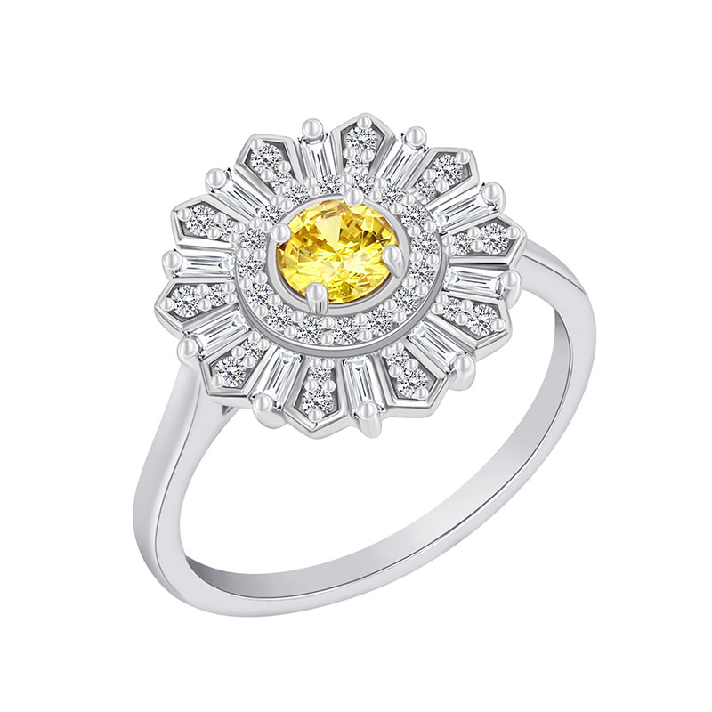 Diamantový prsten se žlutým safírem Athena