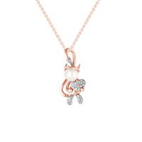 Zlatý diamantový náhrdelník s čertem a perlou Bastien