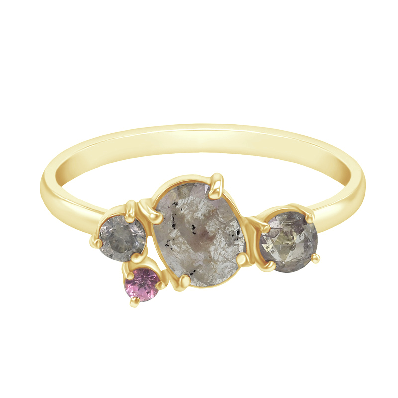 Netradiční zlatý prsten s diamanty a safírem Gauma 97468