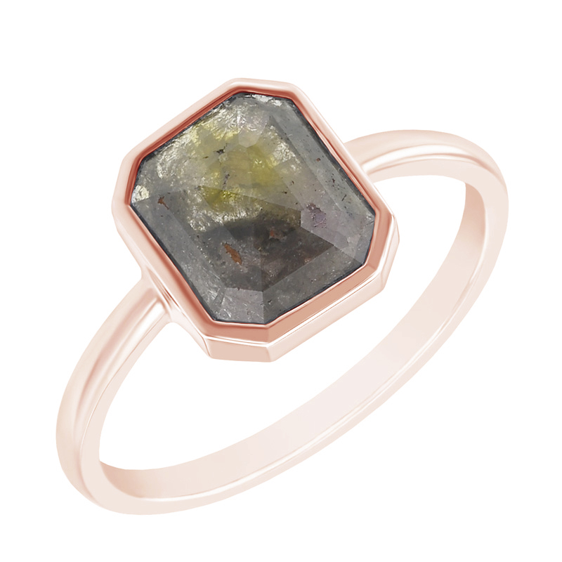 Zlatý prsten s emerald salt'n'pepper diamantem Ofra 97478