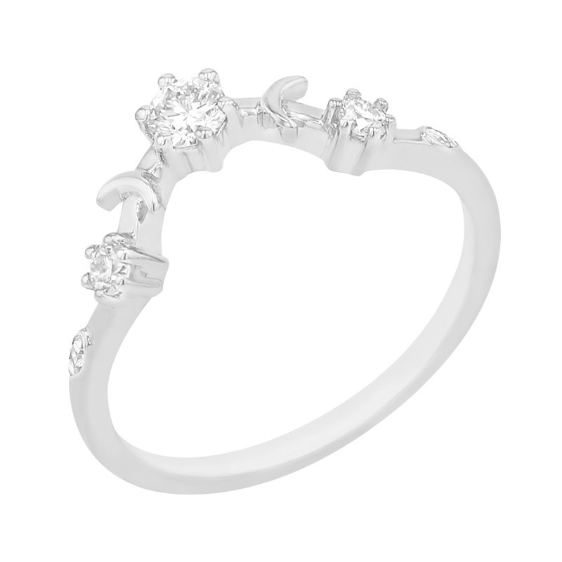 Vykrojený měsíčkový prsten s diamantem a moissanity Kristy 98788