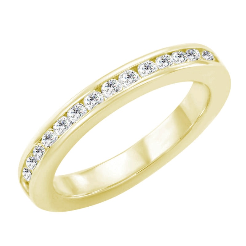 Eternity prsten s lab-grown diamanty a plochý snubní prsten Brilly 102339