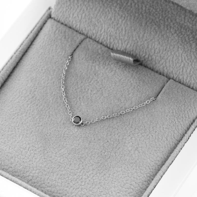 Stříbrný minimalistický náramek s černým diamantem Bonato 103239