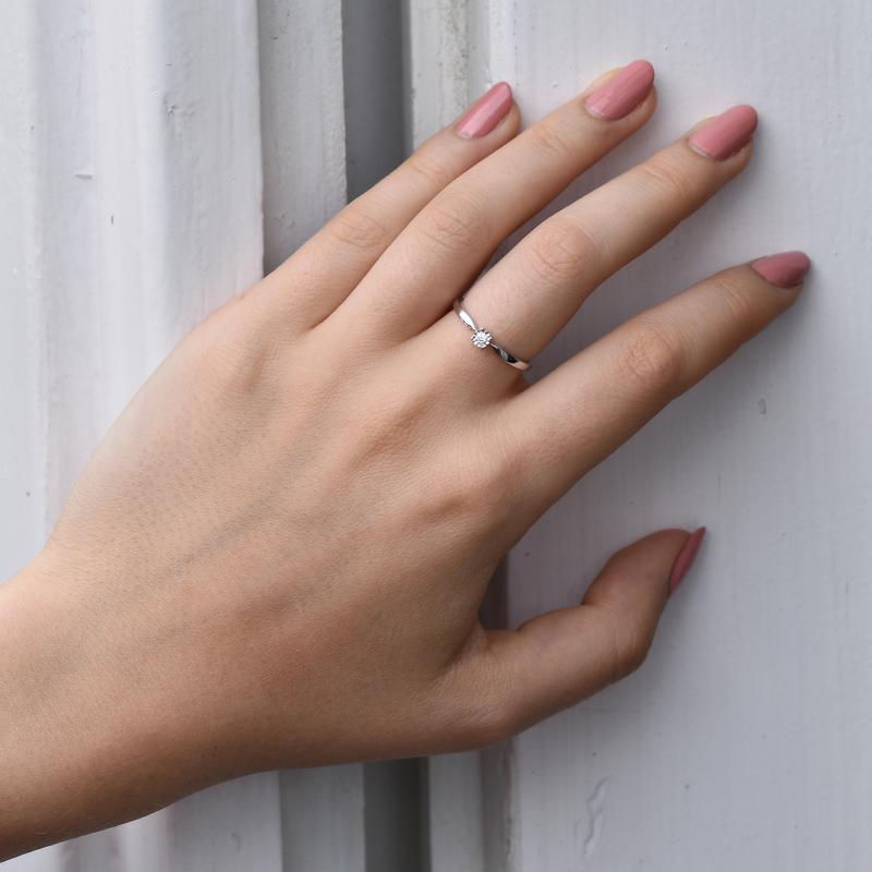 Stříbrný elegantní prsten s lab-grown diamantem Fintan 104609
