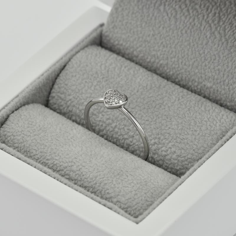 Stříbrný prsten ve tvaru srdce plný lab-grown diamantů Ubline 104649