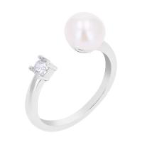 Stříbrný prsten s bílou perlou a zirkonem Eryn