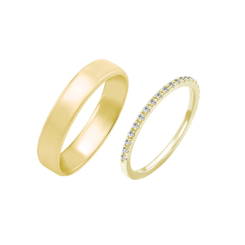 Dámský eternity prsten s moissanity a pánský komfortní prsten Adva 105259