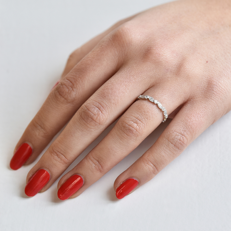 Vintage prsten s lab-grown diamanty a komfortní snubní prsten Sango 105829