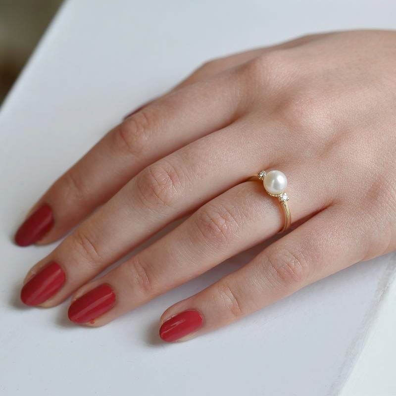 Prsten s bílou perlou 106869