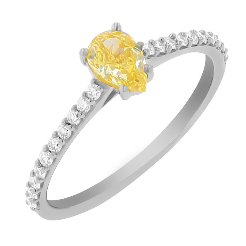 Zásnubní prsten s certifikovaným fancy yellow lab-grown diamantem Ernes 112689