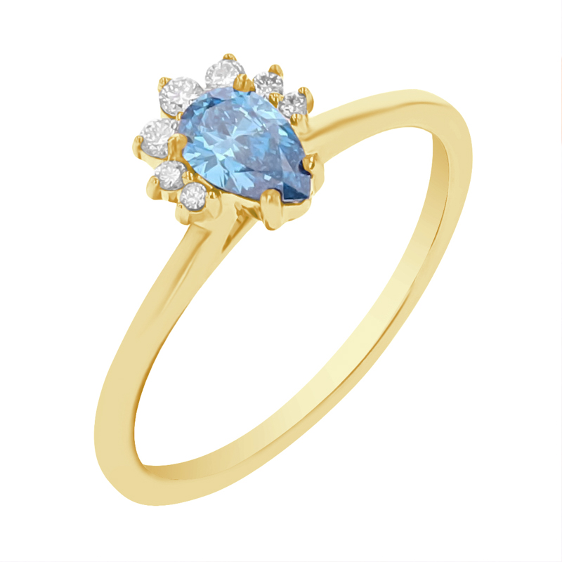Zásnubní prsten s certifikovaným fancy blue lab-grown diamantem Wilf 112709