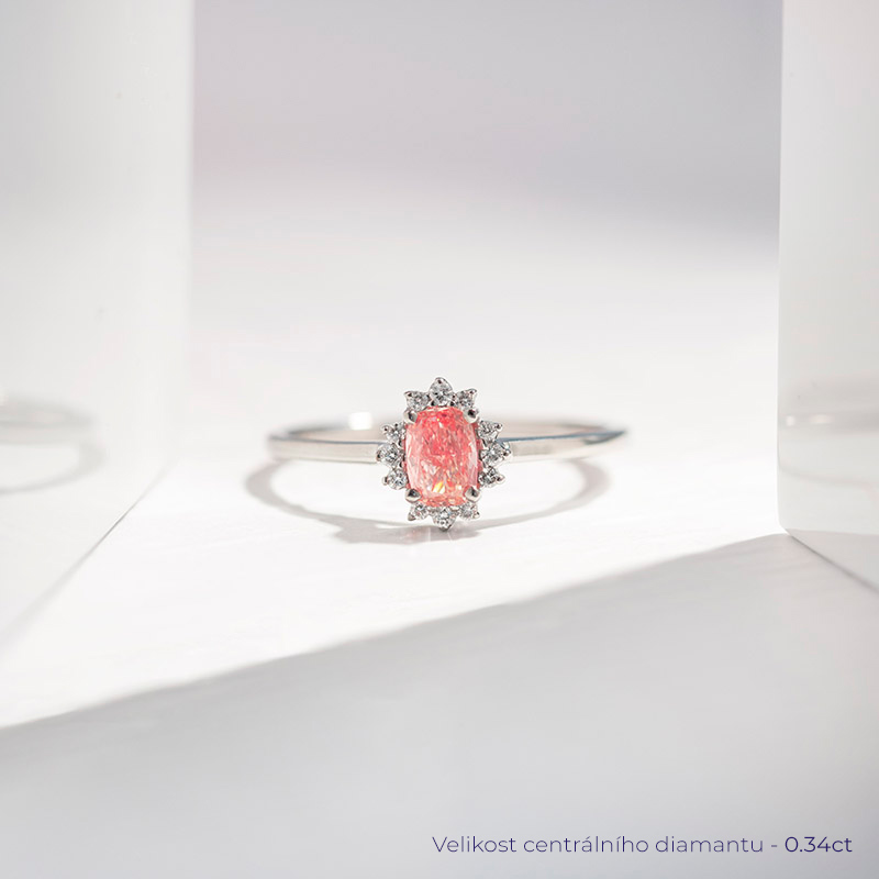 Zásnubní prsten s certifikovaným fancy pink lab-grown diamantem Bayo 114189