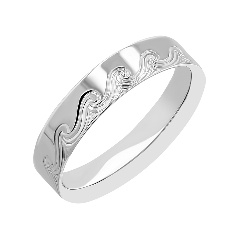 Snubní prsteny s ruční rytinou vln Carlin 116399