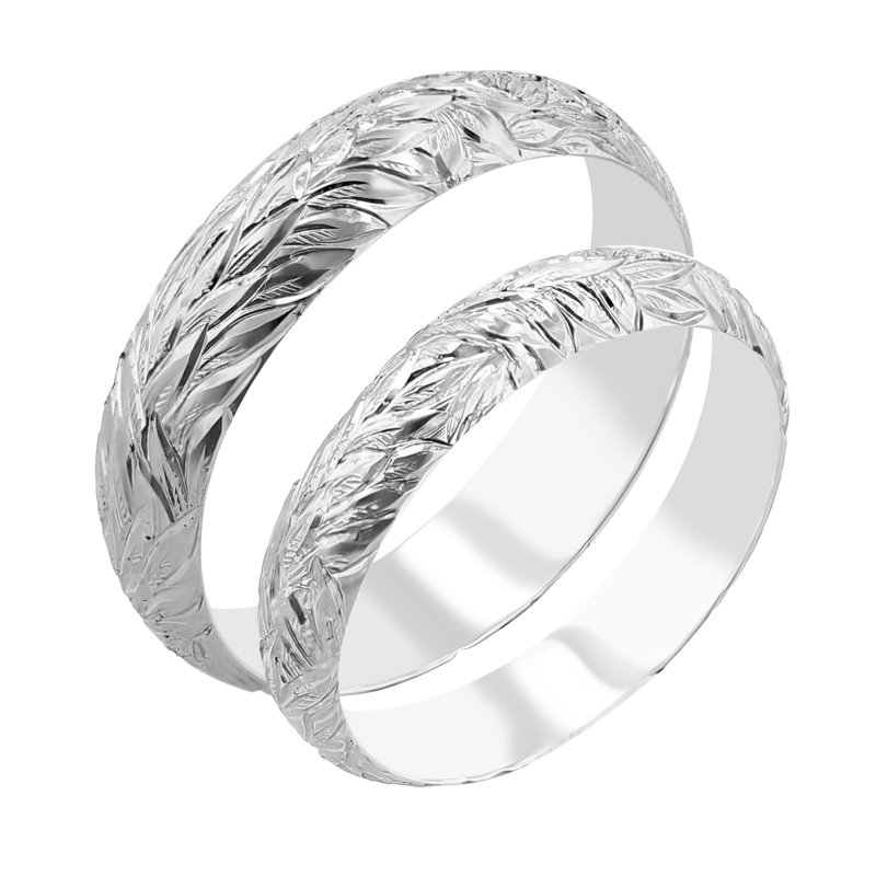 Snubní prsteny s gravírem listů Mylie 116879