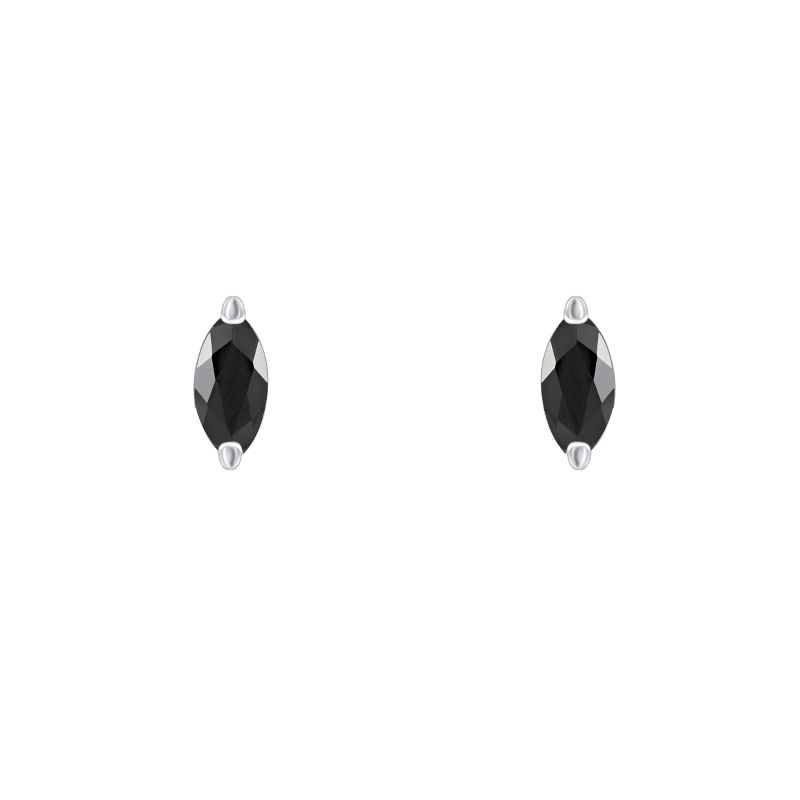 Minimalistické stříbrné náušnice s černými spinely Andine 117939