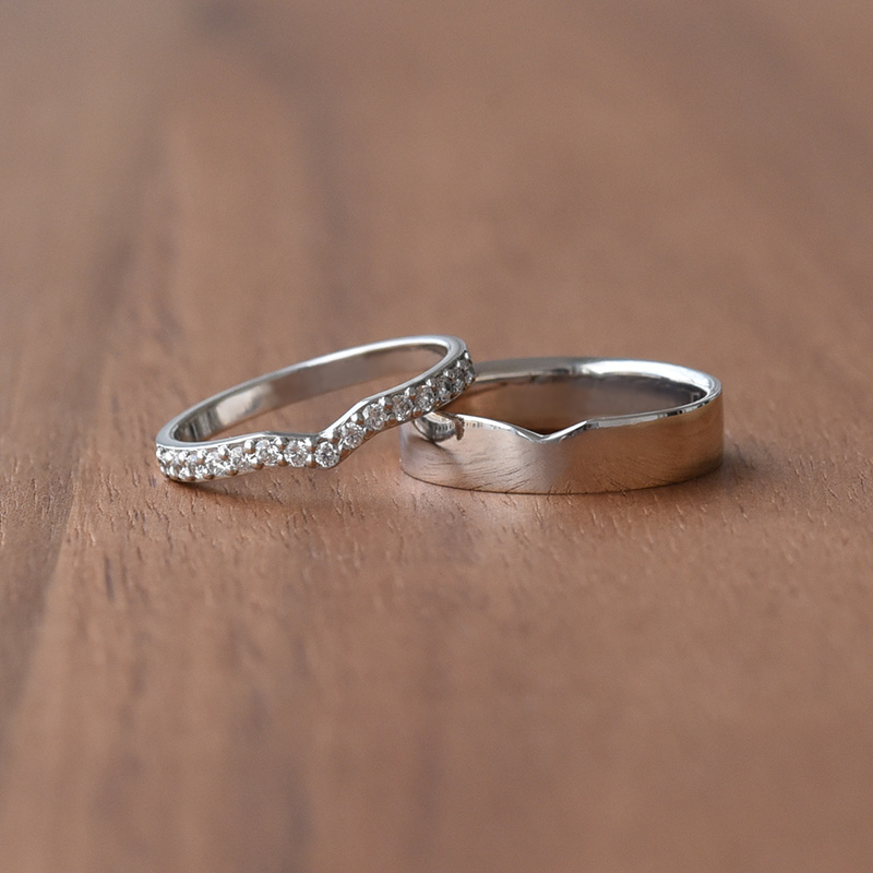Zlatý eternity prsten s lab-grown diamanty a pánský plochý prsten Marveille 118369