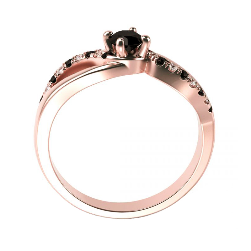 Zásnubní prsten s černými a bílými diamanty Ewie 119349