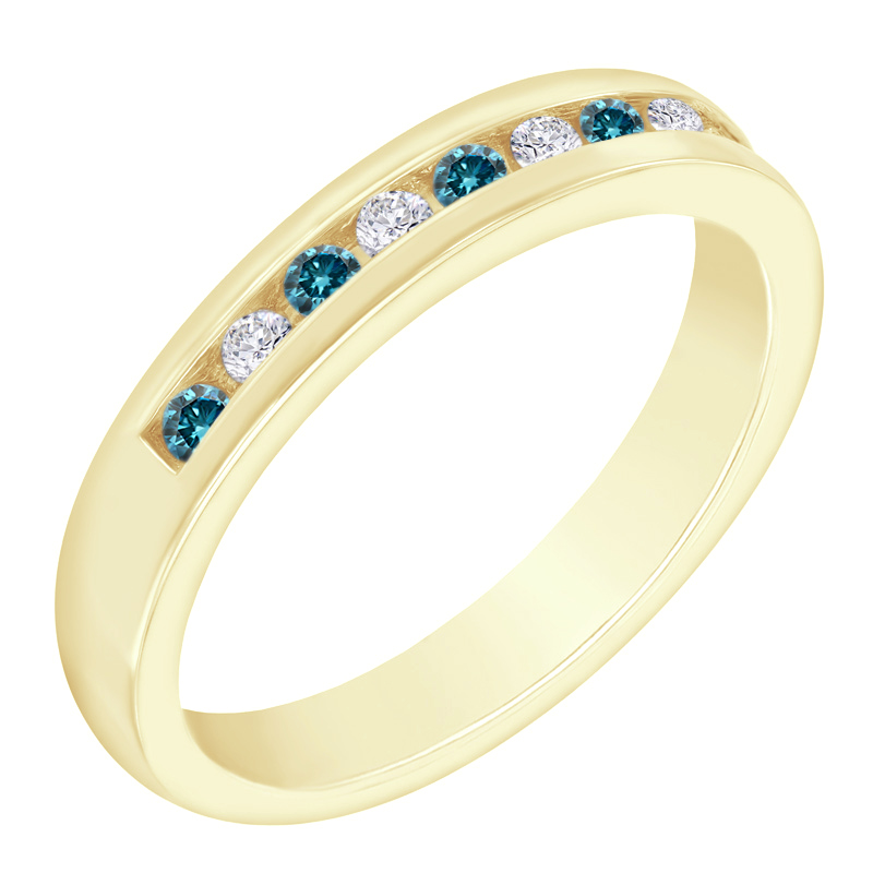 Prsten plný modrých a bílých diamantů Nosian 120079