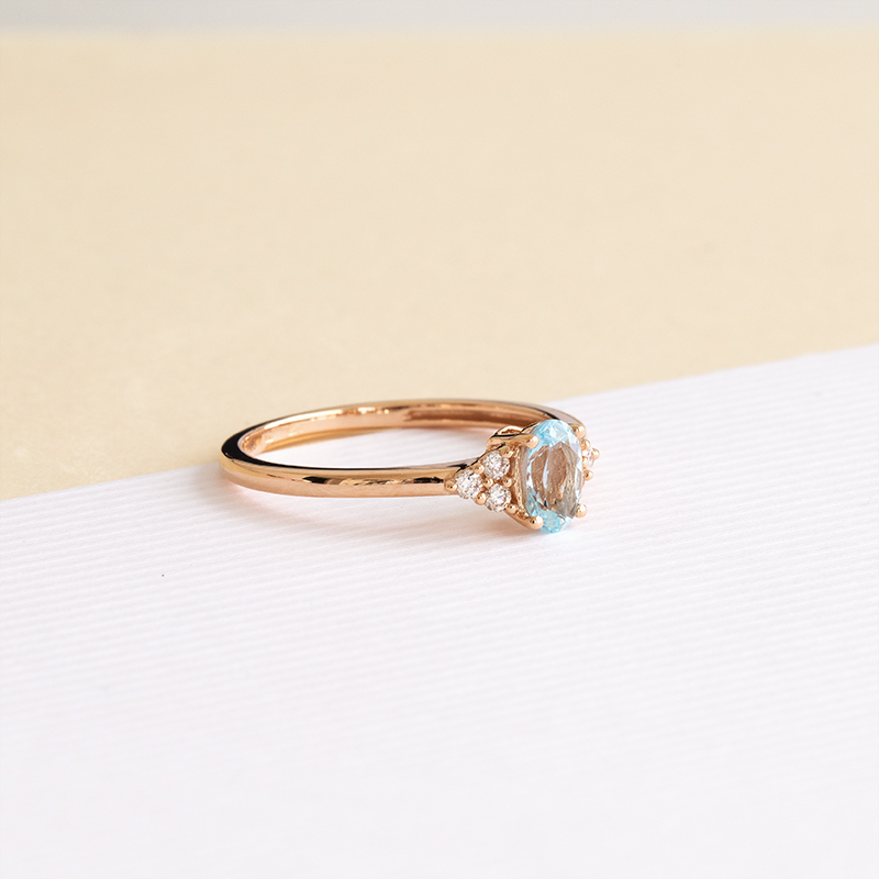Elegantní prsten s akvamarínem a diamanty Sheldo 121309