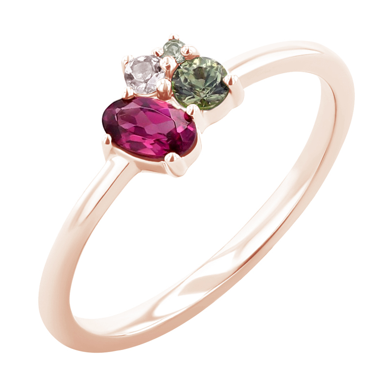 Eppi Cluster prsten s rhodolit granátem, safírem, morganitem a olivínem Bluma R45829