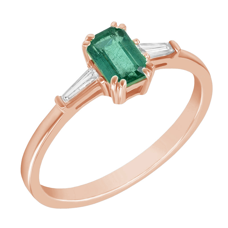 Smaragdový prsten z růžového zlata