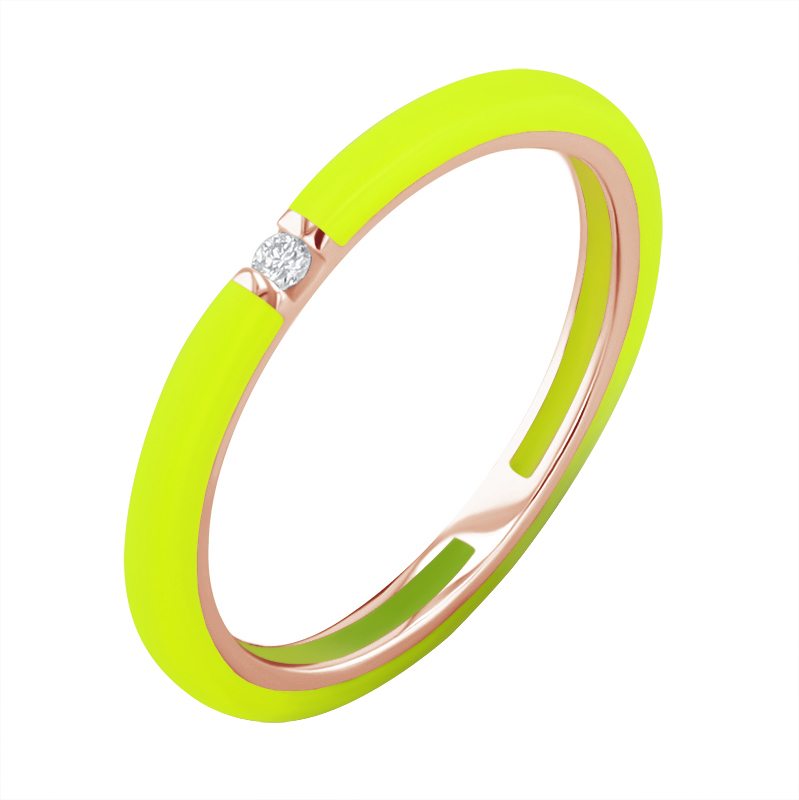 Žlutý keramický prsten s diamanty Cecelia 128739