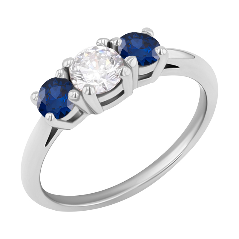 Zásnubní prsten s diamantem a safíry Rita 129829
