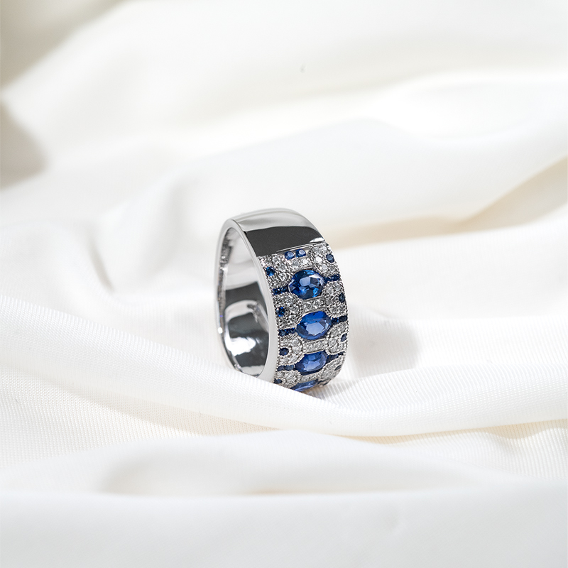 Prsten s oválnými safíry a diamanty Soul 131119