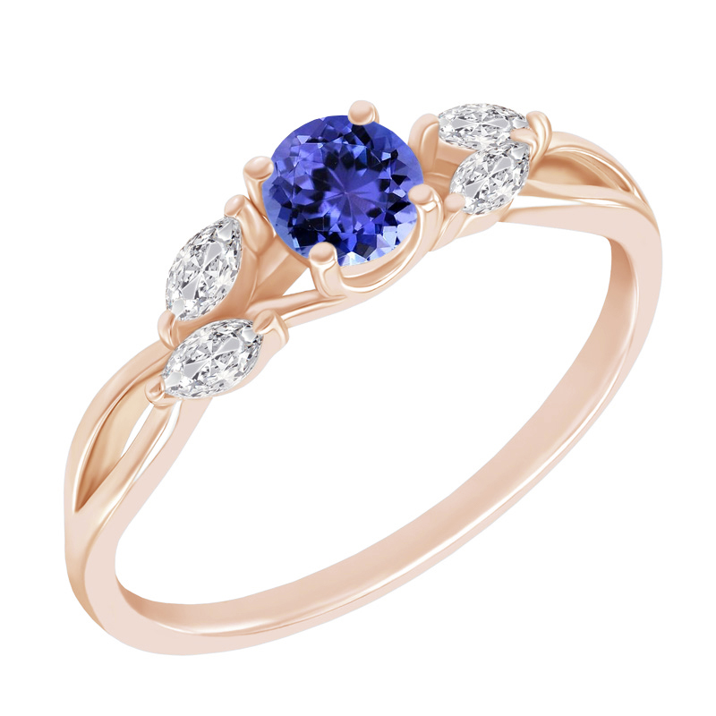 Zásnubní prsten s tanzanitem a marquise lab-grown diamanty Halym 132389