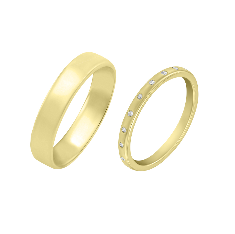 Zlatý eternity snubní prsten s lab-grown diamanty a komfortní pánský Miomi 133729