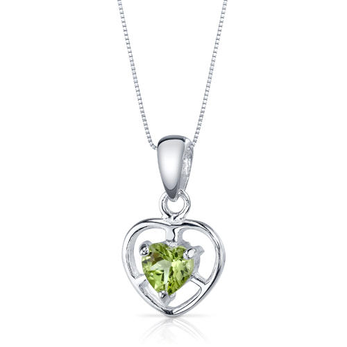 Stříbrný srdíčkový náhrdelník s olivínem Zoe
