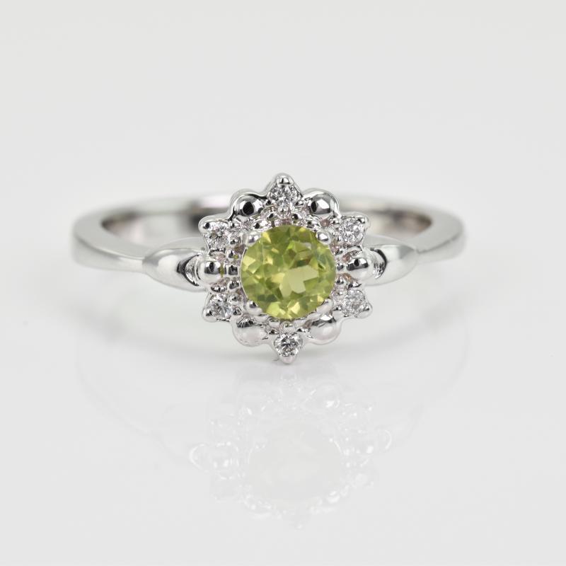 Olivínový prsten s diamanty 13629