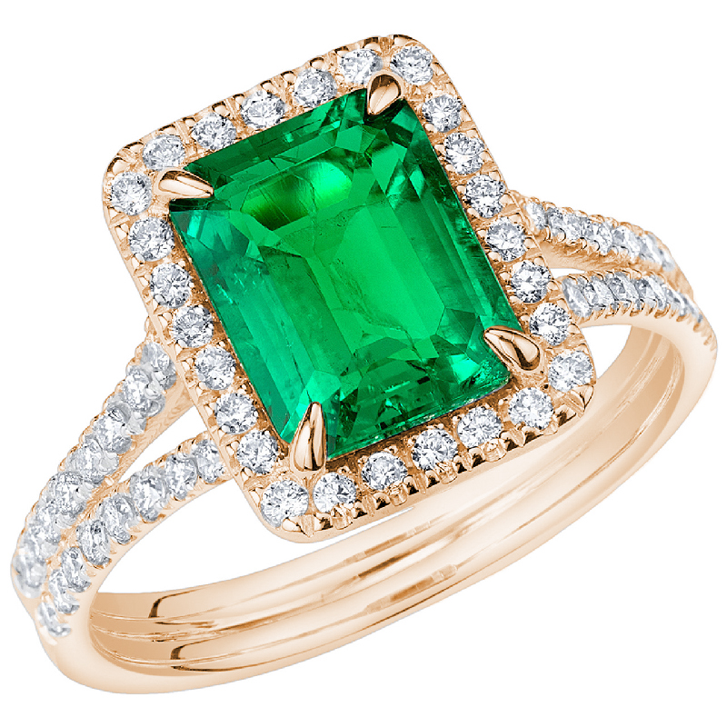 Eppi Zlatý halo prsten s emerald lab-grown smaragdem a diamanty Ralph R47168