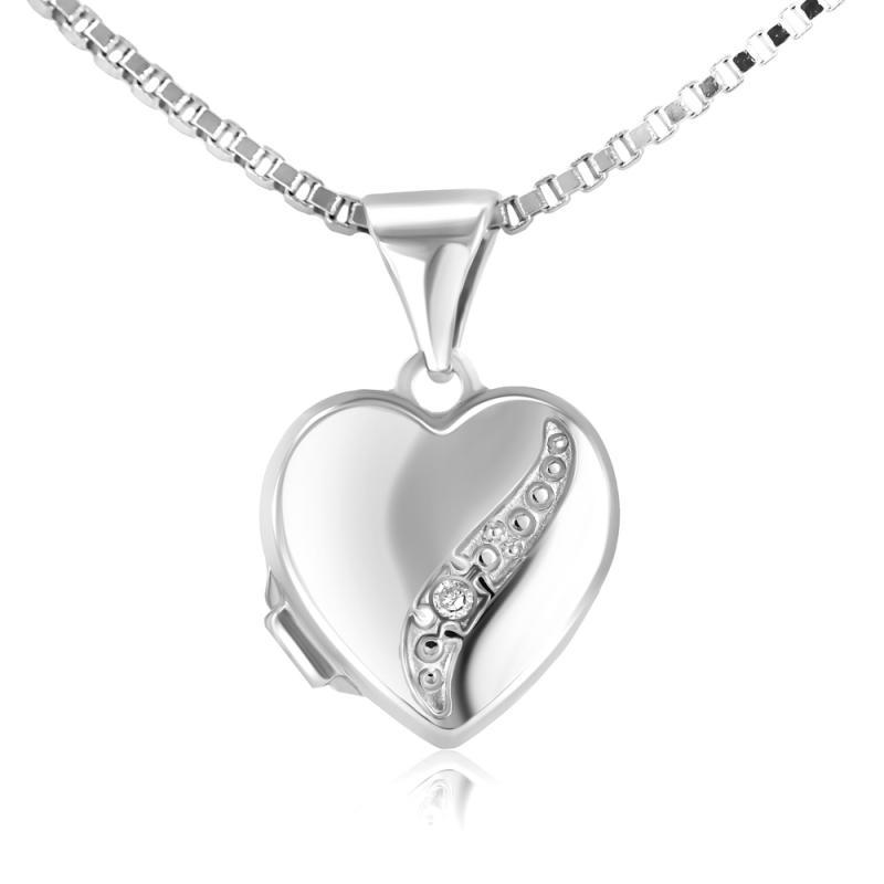 Eppi Stříbrný otevírací medailon s diamantem Galya P31858