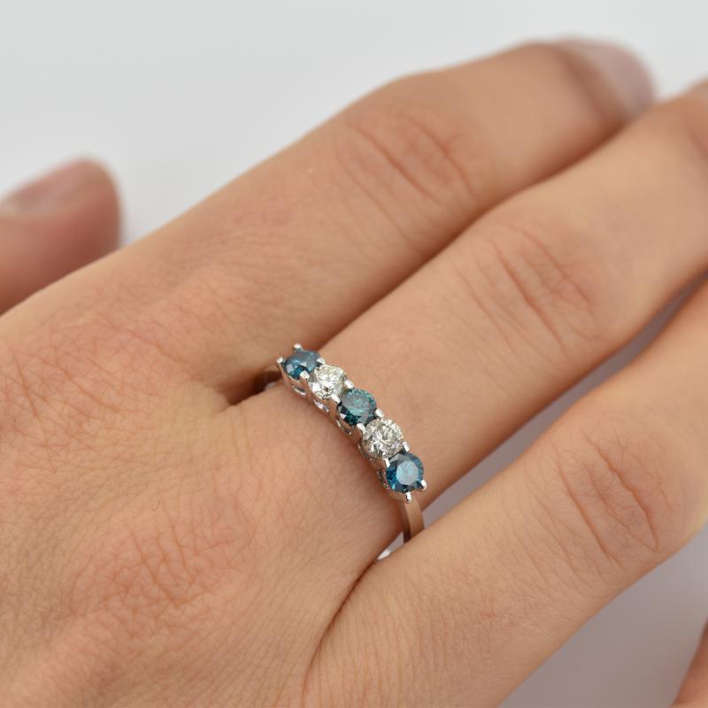 Prsten s modrými diamanty 15419