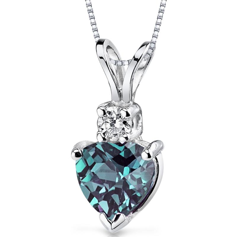Alexandritové srdce ve zlatém náhrdelníku s diamantem Maldis 20119
