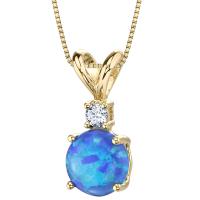 Přívěsek s modrým round opálem a diamantem Xella
