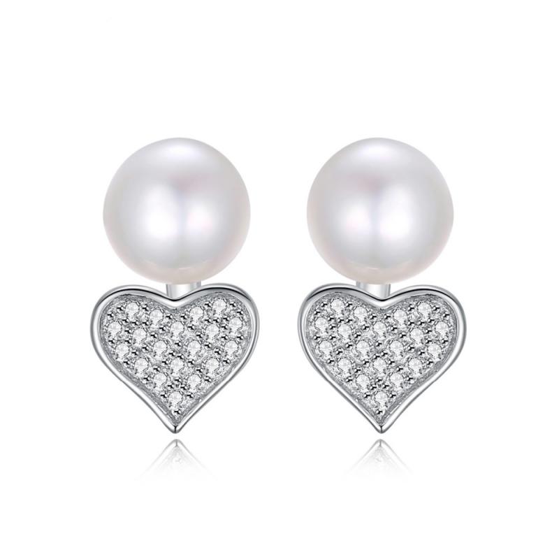 Stříbrné perlové náušnice 2v1 se zirkony Alabe