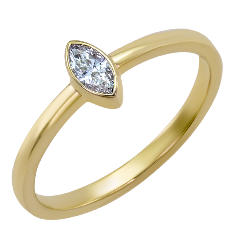 Zlatý prsten s marquise diamantem Alua 26289